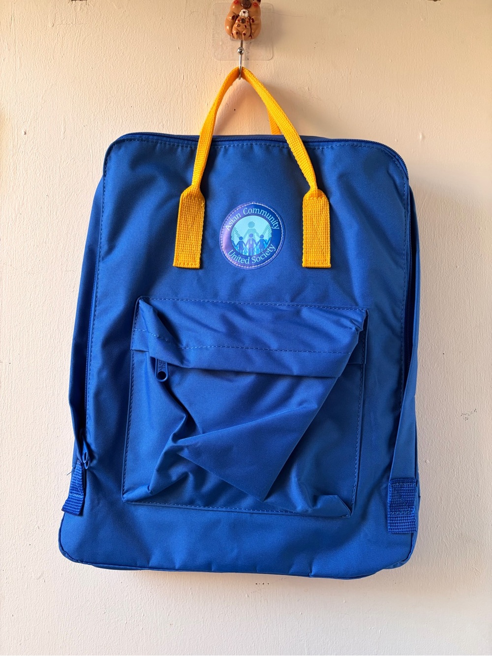 Men's Blue Backpack with Yellow Handles - Casual Everyday Pack